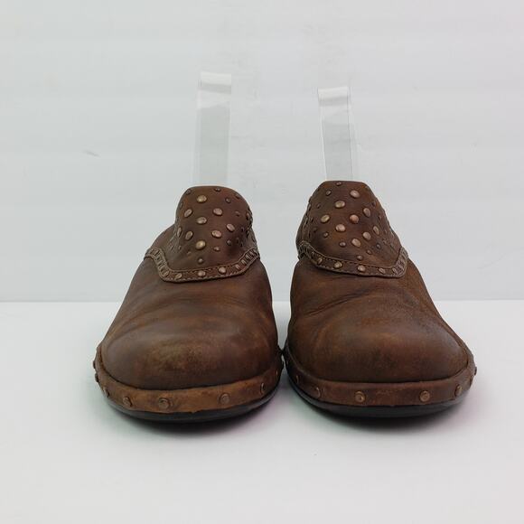 Sofft Womens Size 8 Brown Leather Slip On Studded Mule Clog Shoes 1009575 - Picture 6 of 11